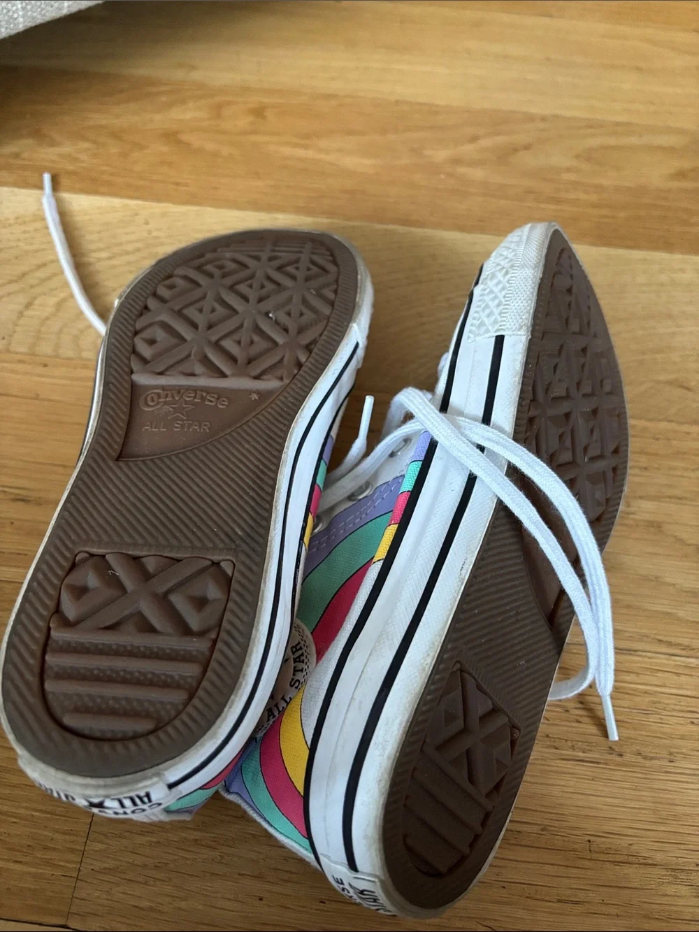 Converse Kids White High-Top Sneakers with Rainbow & Unicorn Print